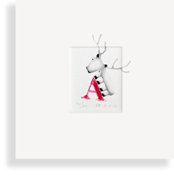 "A" with reindeer (red)