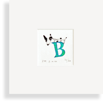 "B" with dog