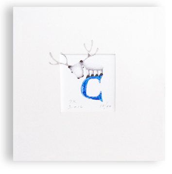 "C" with reindeer
