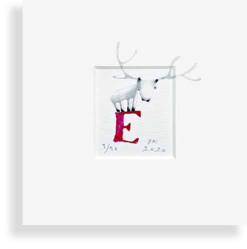 "E" with reindeer (red)