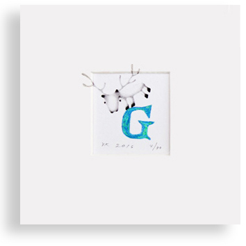 "G" with reindeer (blue)