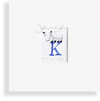 "K" with reindeer (blue2)